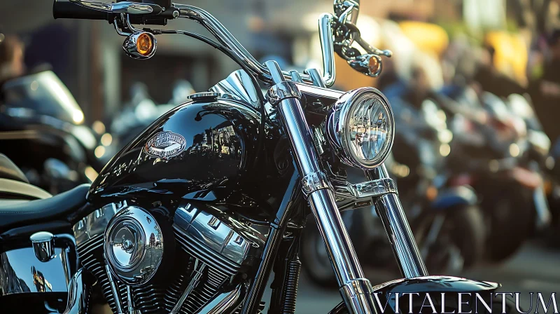 Motorcycle Detail, Chrome and Black AI Image