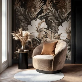 Modern Interior with Armchair and Floral Design