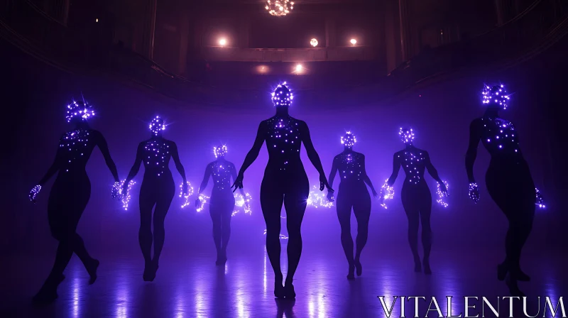 AI ART Glowing Silhouettes in Purple Light