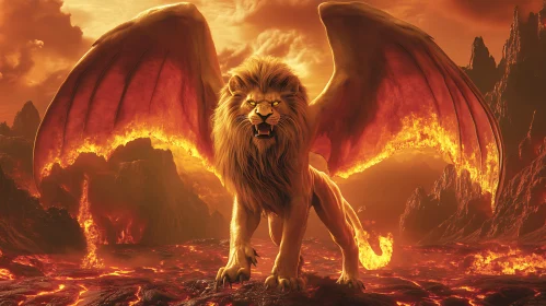 Lion with Fire Wings