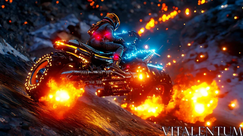 AI ART Futuristic Motorcycle on Fire