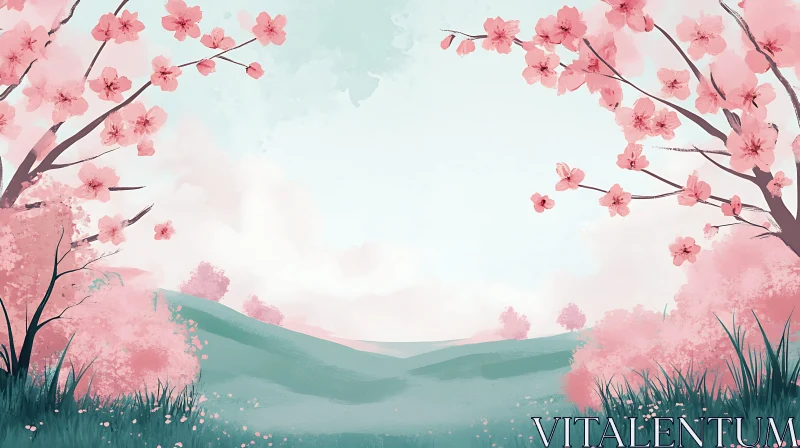 AI ART Tranquil Floral Scene with Pastel Colors