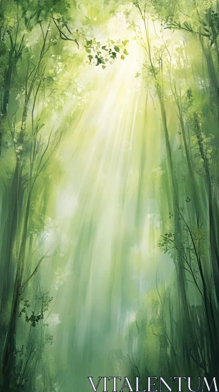 AI ART Forest Glowing with Sunlight and Greenery