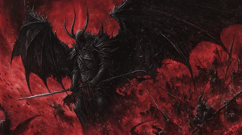 Winged Demon in Crimson Battleground