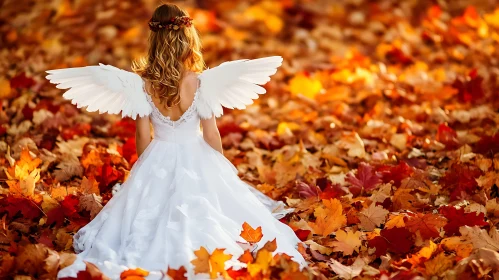 Autumn Angel Amidst Fallen Leaves