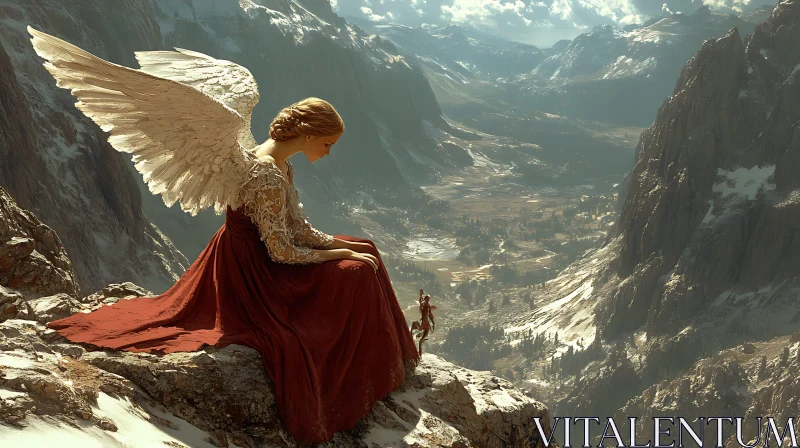 AI ART Winged Angel in Mountainous Landscape