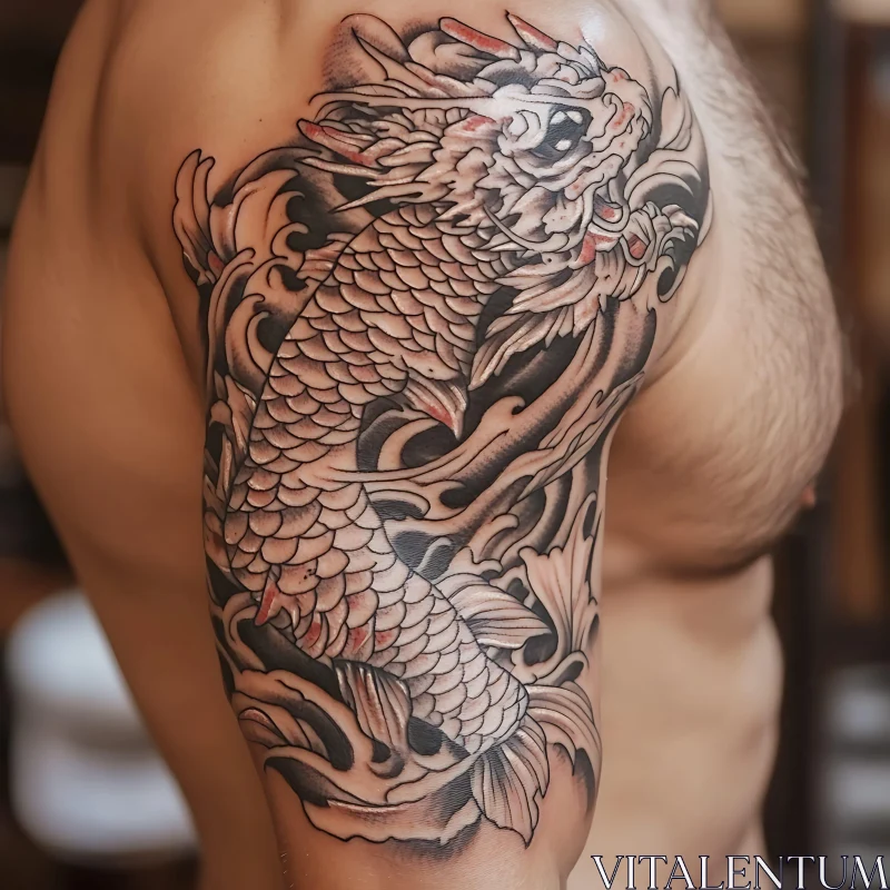 Intricate Dragon Tattoo Arm Art AI Image