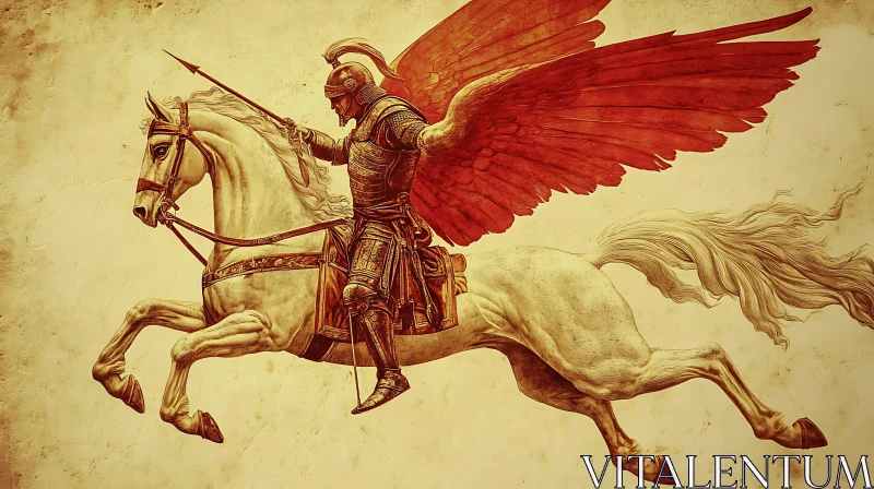 AI ART Equestrian Warrior with Wings