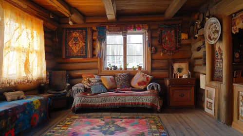 Rustic Wooden Room with Bohemian Decor