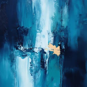 Textured Blue Abstract Art with Peach Accent