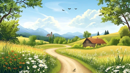 Scenic Route to a Cottage in the Hills