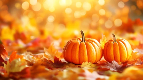 Autumnal Pumpkins Still Life