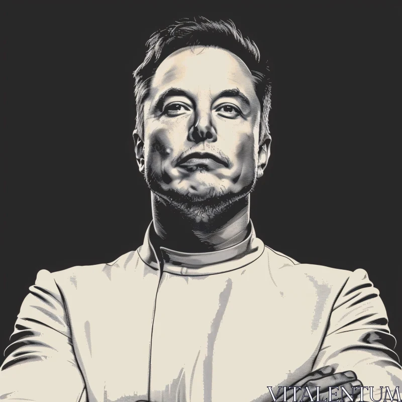 AI ART Confident Elon Musk Portrait in Monochrome