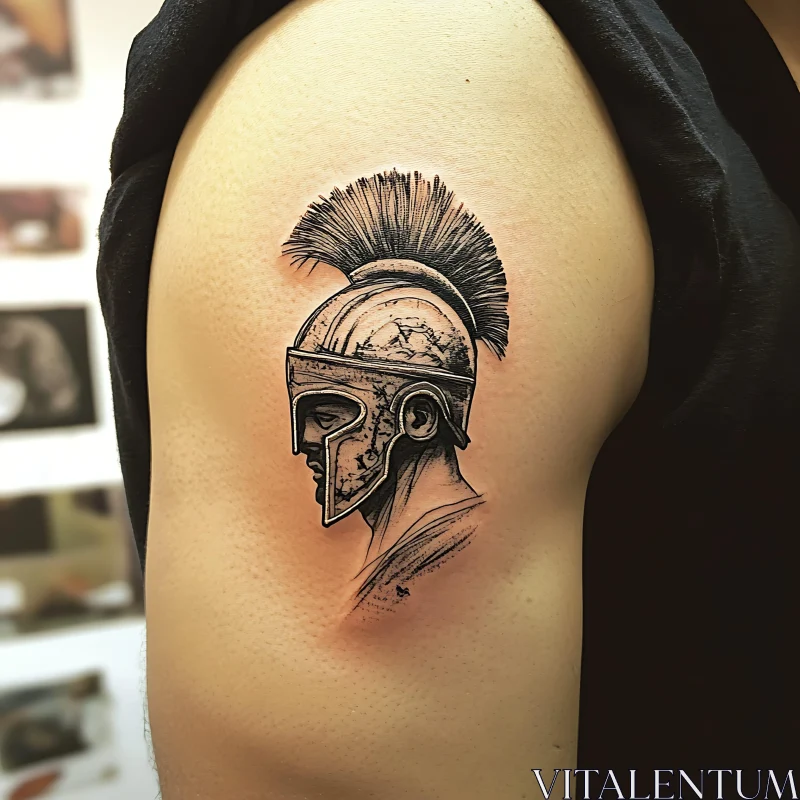 Spartan Warrior Helmet Tattoo Design AI Image