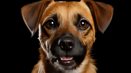 Brown Dog on Black Background - Expressive Pet Portrait