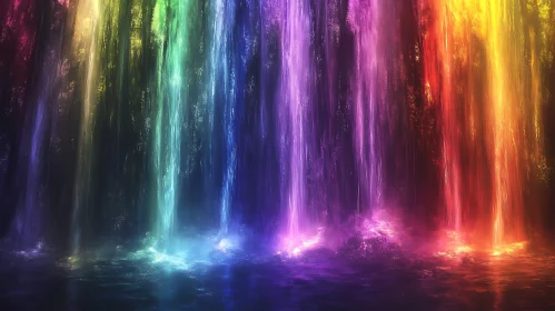 Colorful Cascade: Rainbow Waterfalls Art