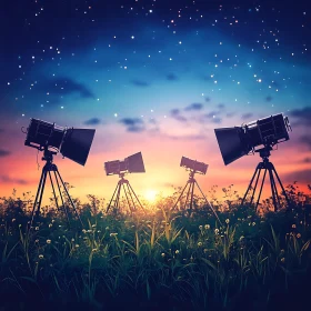 Telescopes Observing Night Sky