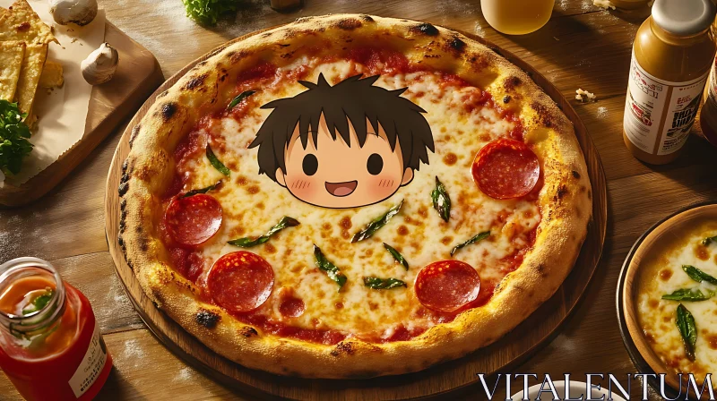 Anime-Inspired Pizza AI Image