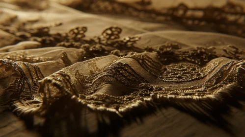 Golden Lace Fabric Close-Up | Delicate Intricate Pattern | Victorian Era