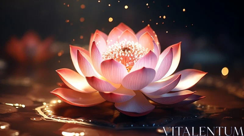 Luminous Lotus Flower in Soft Focus AI Image