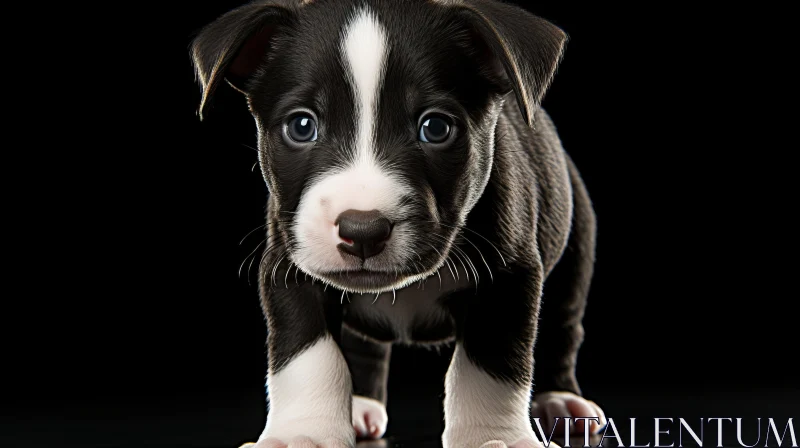 Monochrome Puppy Portrait with Bold Chromaticity and Focus Stacking AI Image