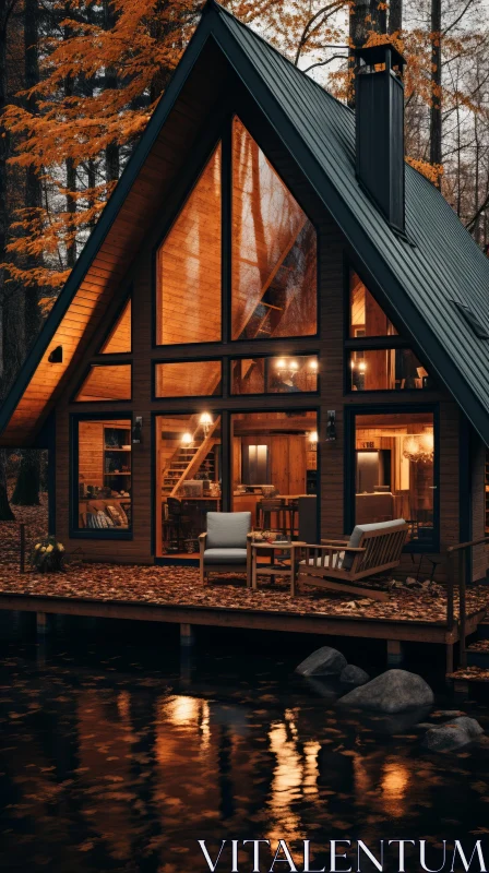Moody Log Cabin in the Woods: A Cozy Retreat Surrounded by Nature AI Image