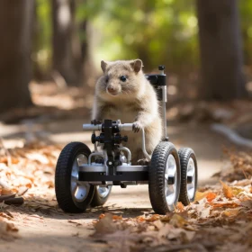 Quirky Wildlife: Small Animal Rides Toy Bike in Australian Landscape