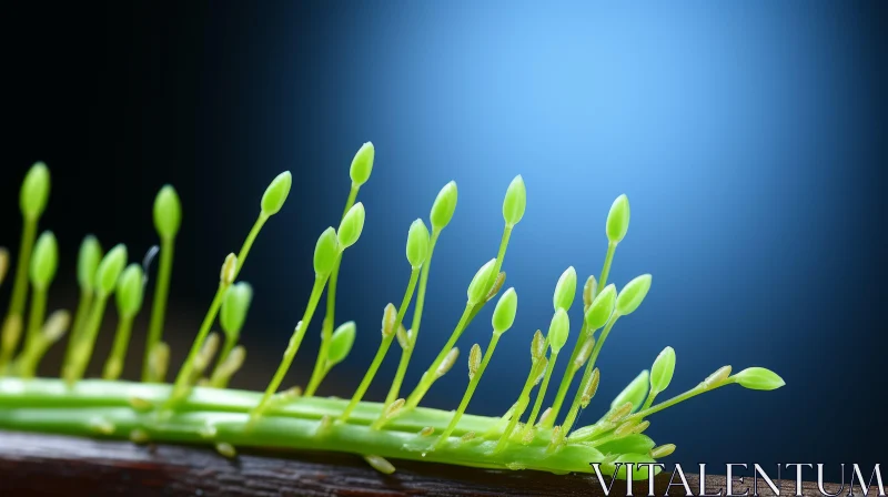 Sprouting Plant on Branch: A Testament to Nature's Growth AI Image