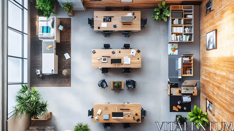 Contemporary Workplace with Natural Elements AI Image