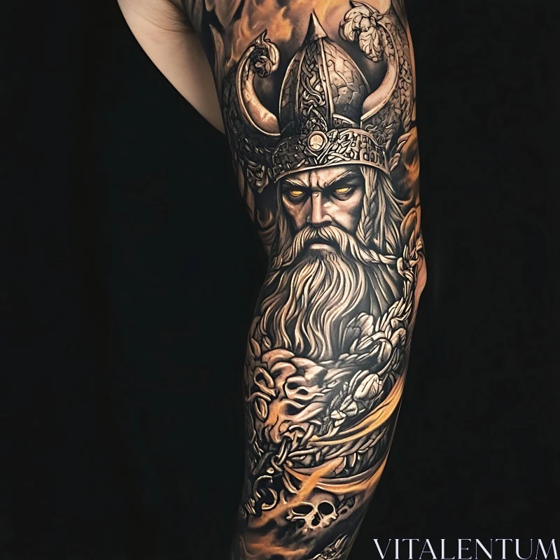 Mythological Viking Tattoo Art AI Image