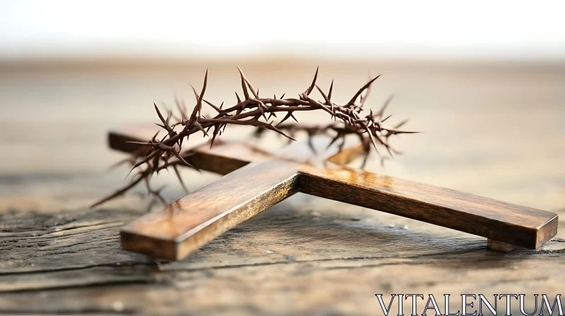 Symbolic Cross and Thorns Still Life AI Image