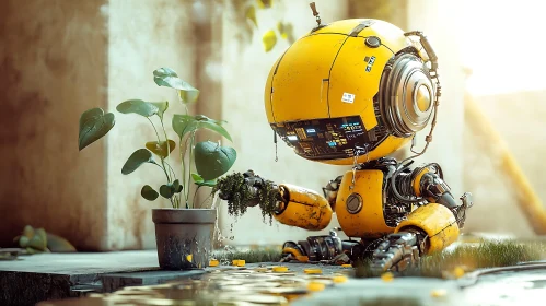 AI Robot with Plant