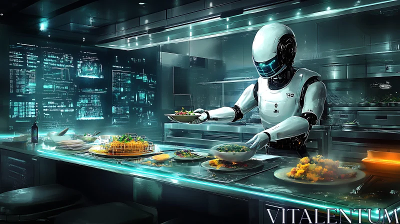 AI ART Futuristic Kitchen with Robot Chef