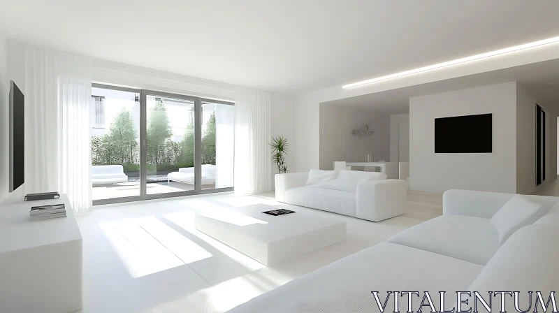 Bright White Modern Living Space AI Image