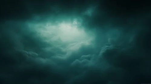 Teal Sky Cloudscape - Atmospheric Weather Art