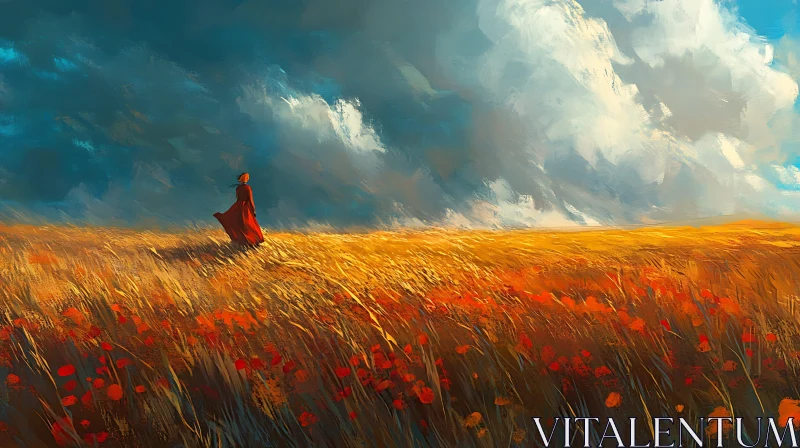 AI ART Solitude in the Golden Field