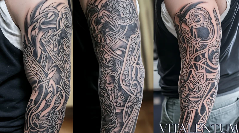 Intricate Arm Sleeve Tattoo Design AI Image