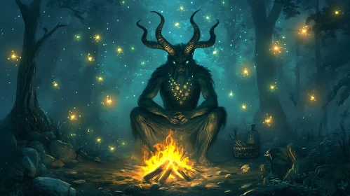 Horned Being in Dark Woods