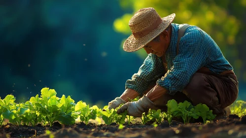 Gardener Planting Seedlings with Care