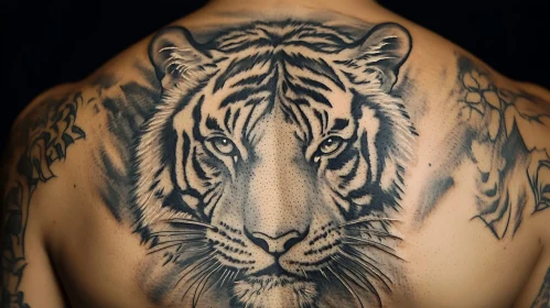 Realistic Tiger Tattoo Artwork on Back