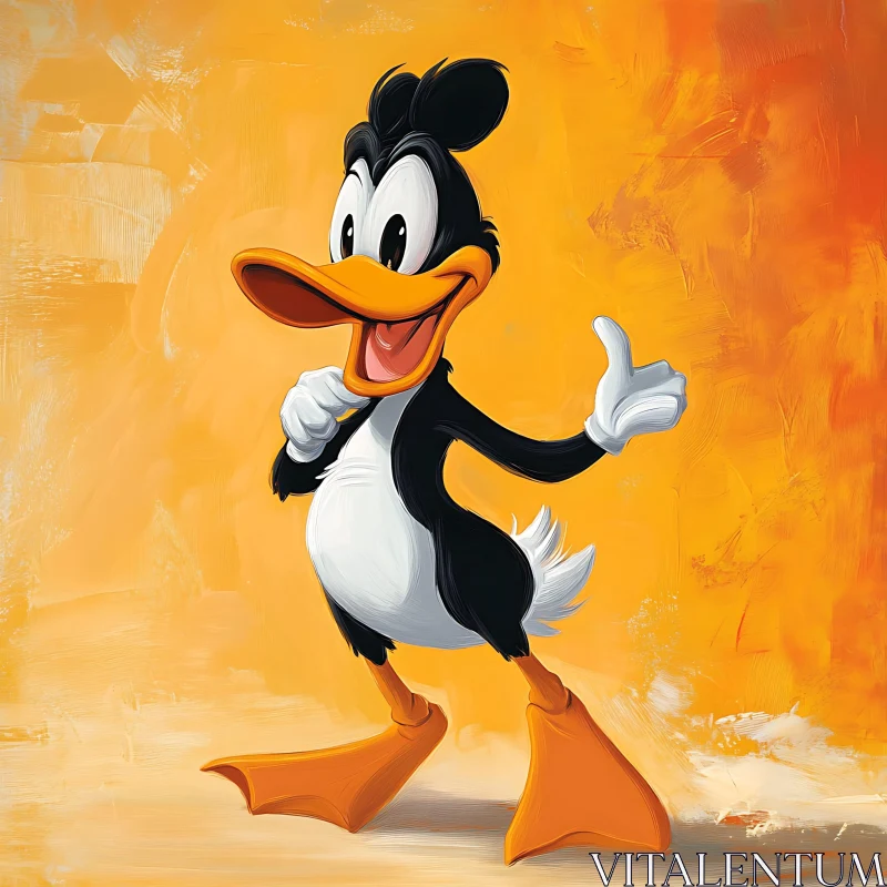 AI ART Cheerful Cartoon Duck with Thumb Up