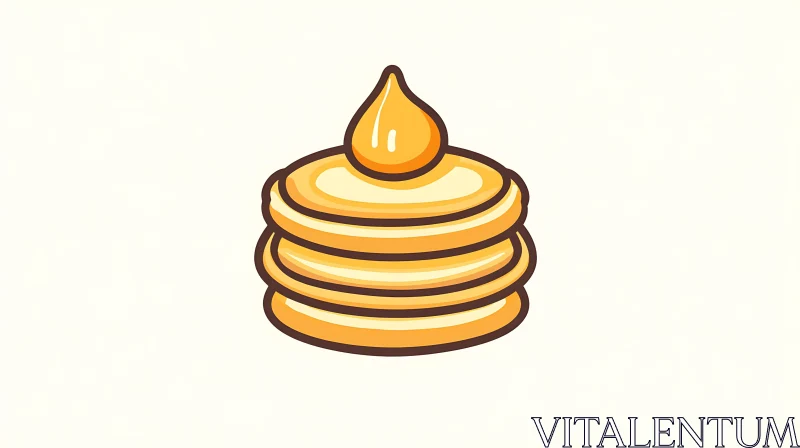 Delicious Pancakes with Honey Illustration AI Image