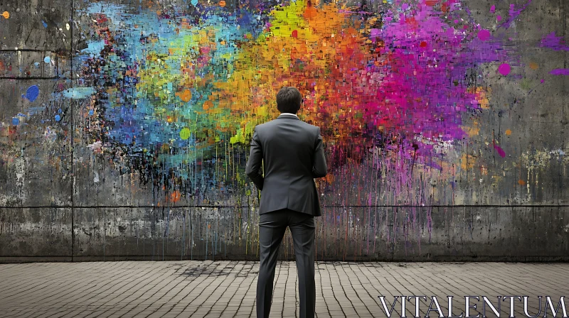 Suit Man and Vivid Wall AI Image