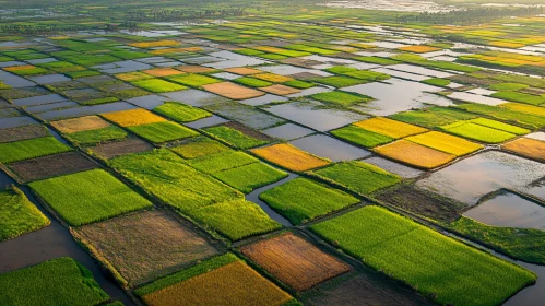 Patchwork of Rice Fields from Above