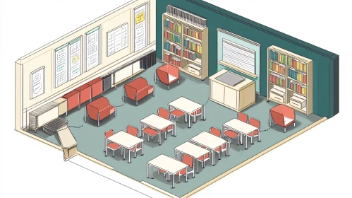 Isometric Classroom Interior