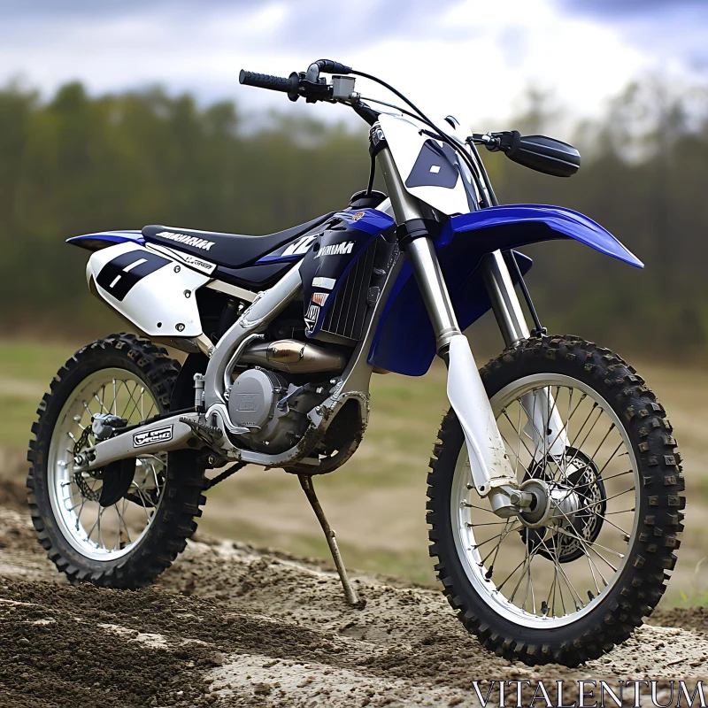 Blue and White Off-Road Motorcycle AI Image