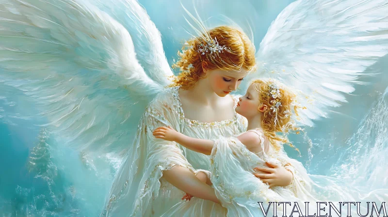 AI ART Guardian Angel with Child in Gentle Embrace