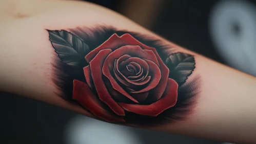 Floral Arm Tattoo of Red Rose