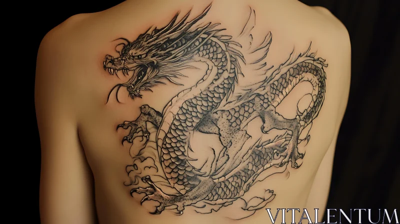 Intricate Dragon Tattoo on Back AI Image