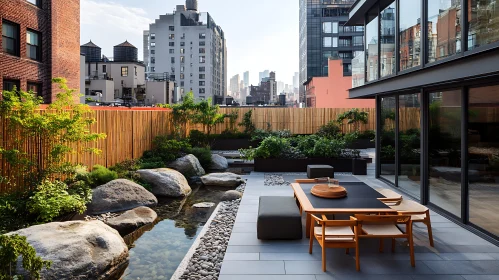 Zen Rooftop Garden with City View